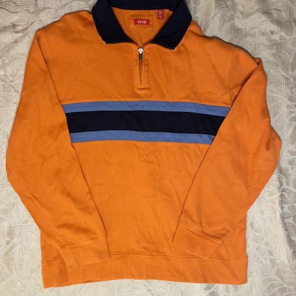 IZOD Men’s Pullover 1/3 Zip Orange Sweatshirt XL - Picture 4 of 8